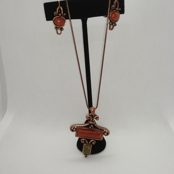 Copper color bohemian  necklace , earrings - Picture 3 of 3